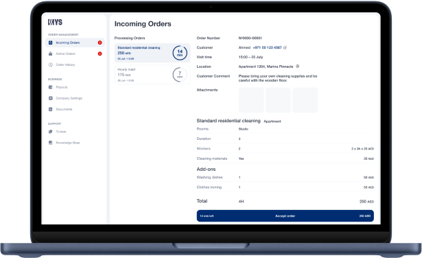 YourService dashboard on laptop